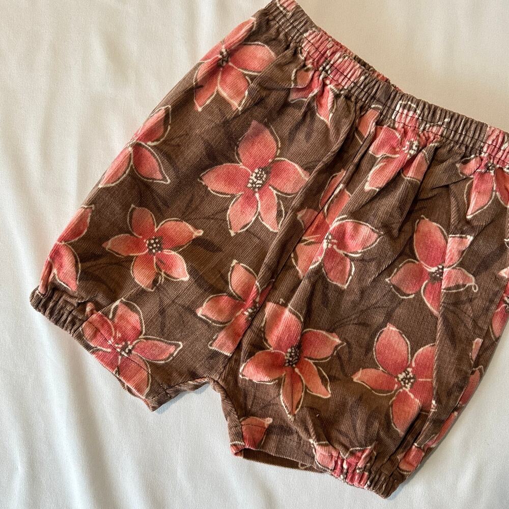 Vintage 2004 Y2K Mini Basix Tropical Flower Corduroy Bubble Shorts Sz 18 mo